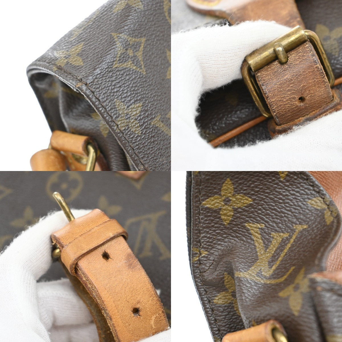 LOUIS VUITTON Cartouchiere MM Shoulder Bag Monogram Leather Brown M51253 31EF856