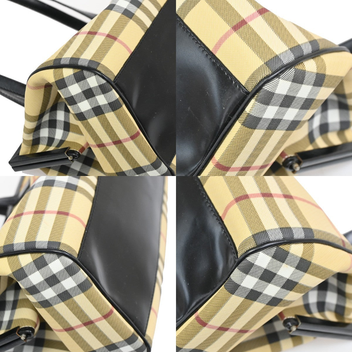 BURBERRY Logo Nova Check Shoulder Bag PVC Leather Beige Black 38DA064