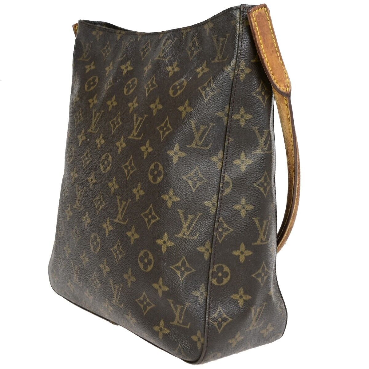LOUIS VUITTON Logo Looping GM Shoulder Bag Monogram Leather Brown M51145 36EB697