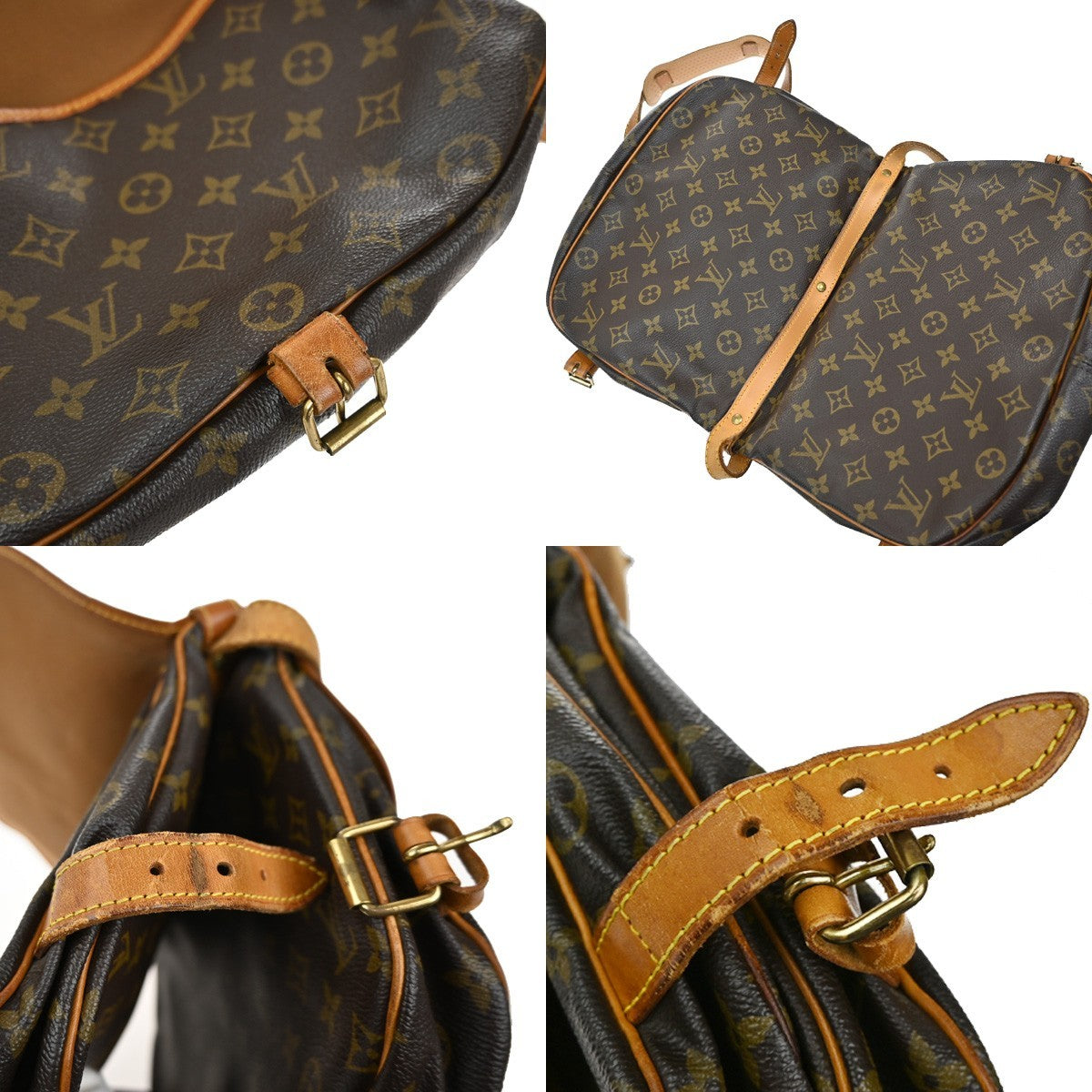 LOUIS VUITTON Logo Saumur 30 Shoulder Bag Monogram Leather Brown M42256 31KB564
