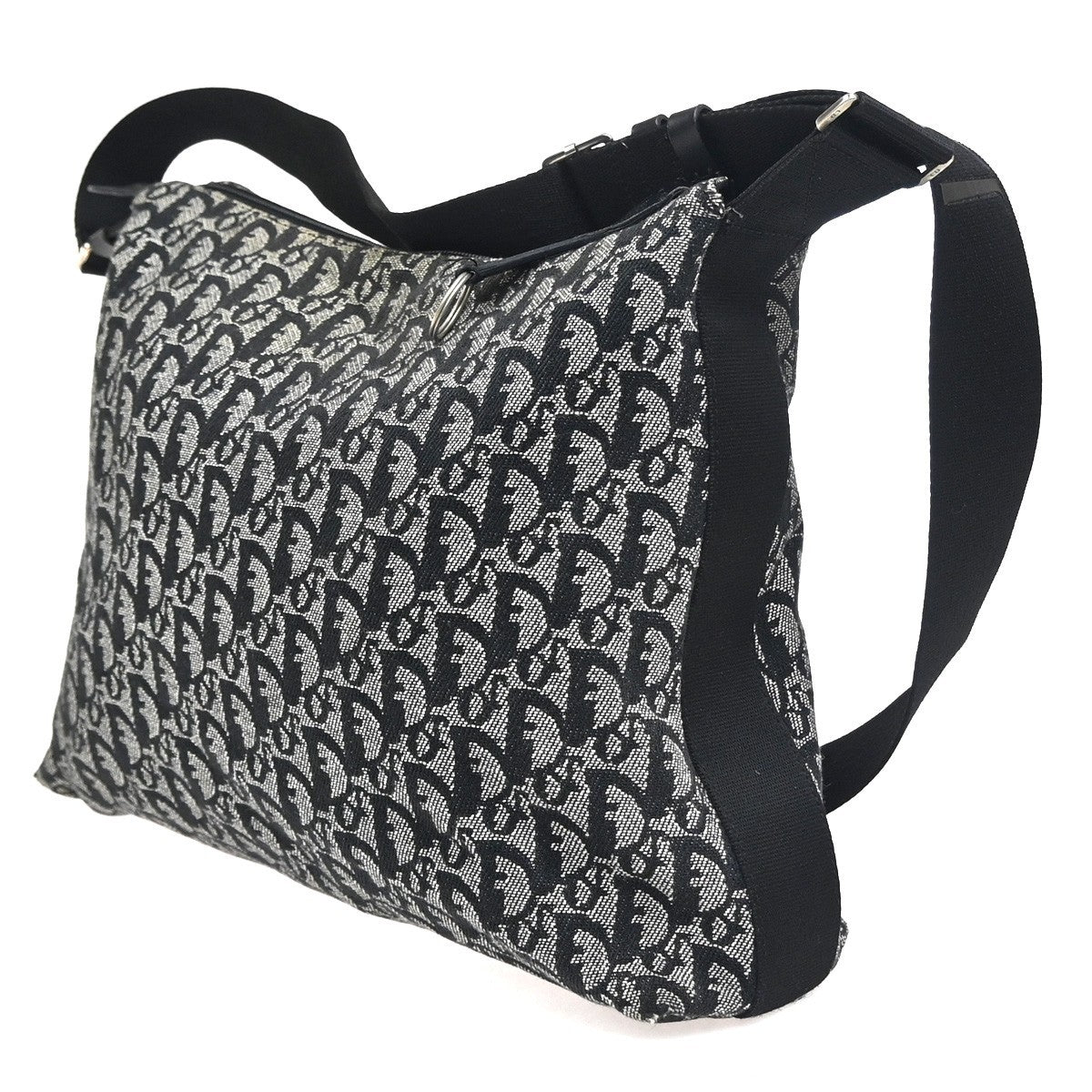 CHRISTAIN DIOR Trotter Shoulder Messenger Bag Canvas Leather BK WE Italy 72KC791