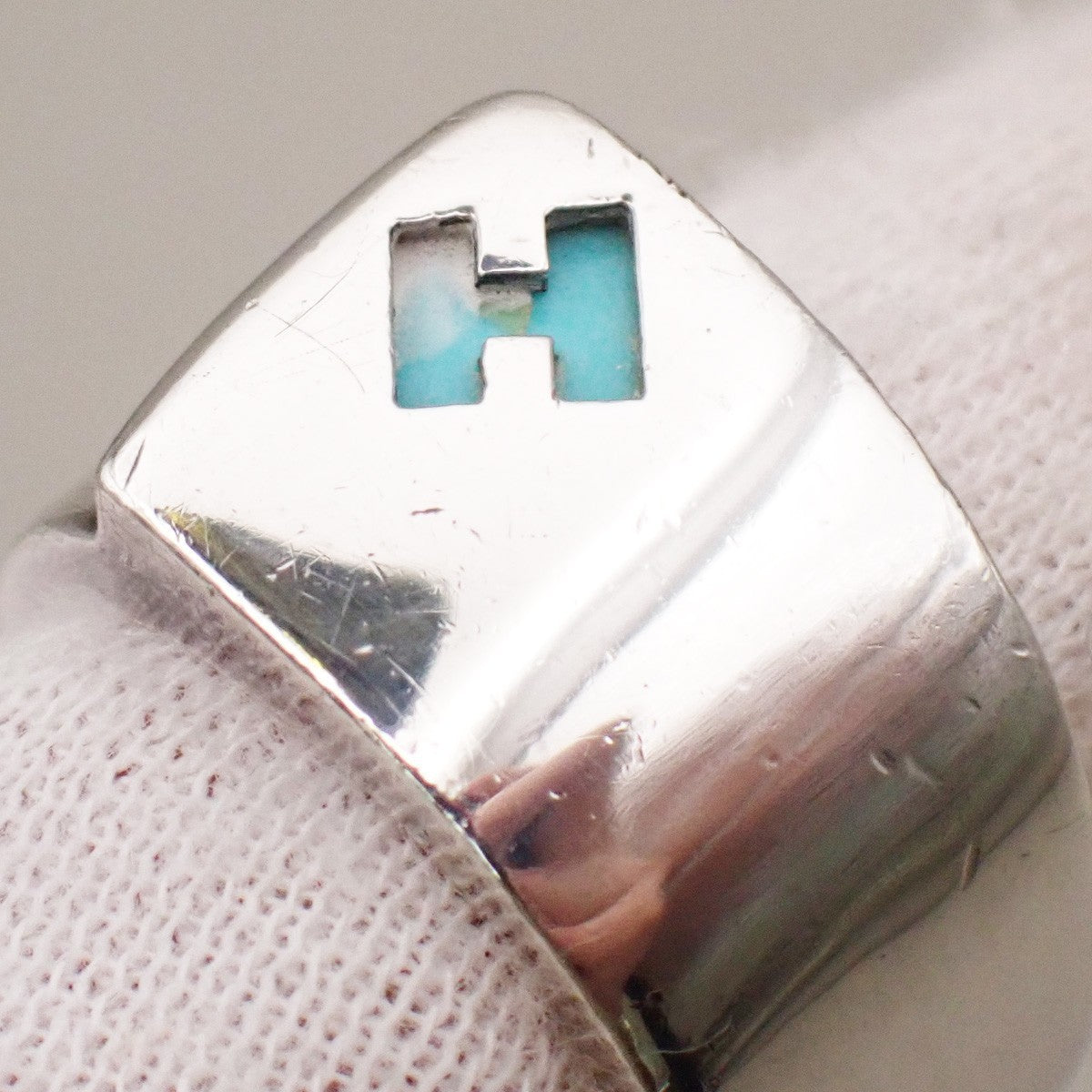 HERMES H Logo Candy Ring Size 54 Silver 925  BlueAccessory 64RL362