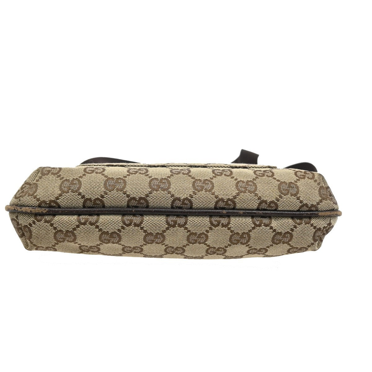 GUCCI GG Pattern Crossbody Messenger Bag Canvas Leather Beige Brown 67SA108