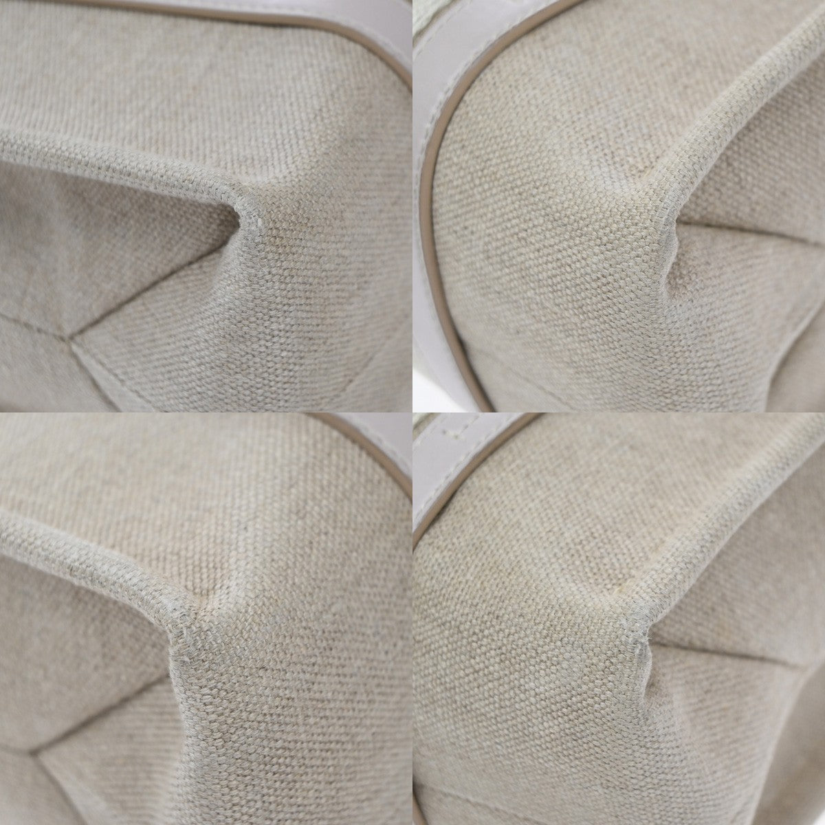 CHLOE Logo Woody Medium Shoulder Tote Bagi Linen Leather Beige Italy 84YJ242