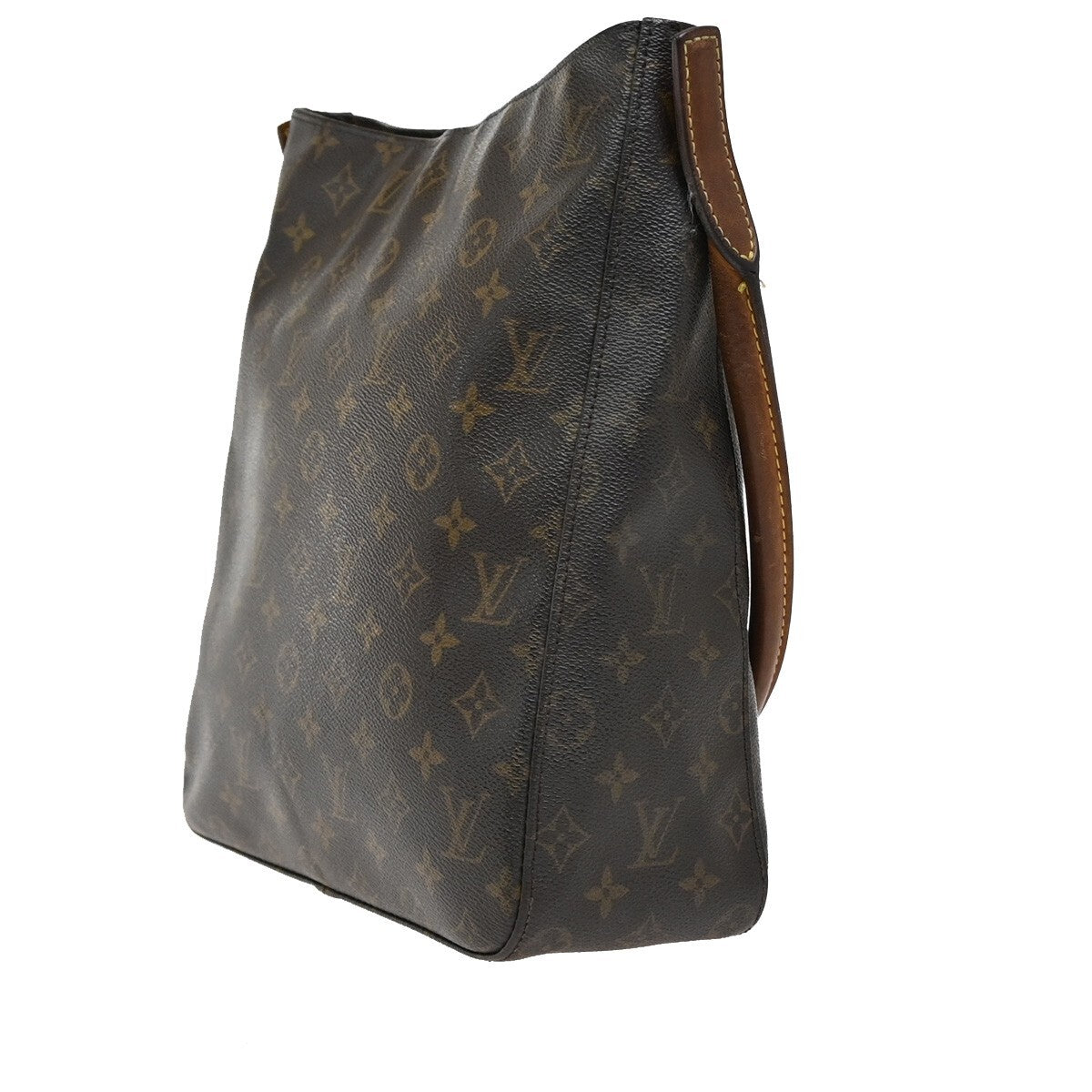 LOUIS VUITTON Logo Looping GM Shoulder Bag Monogram Leather Brown M51145 64EE288