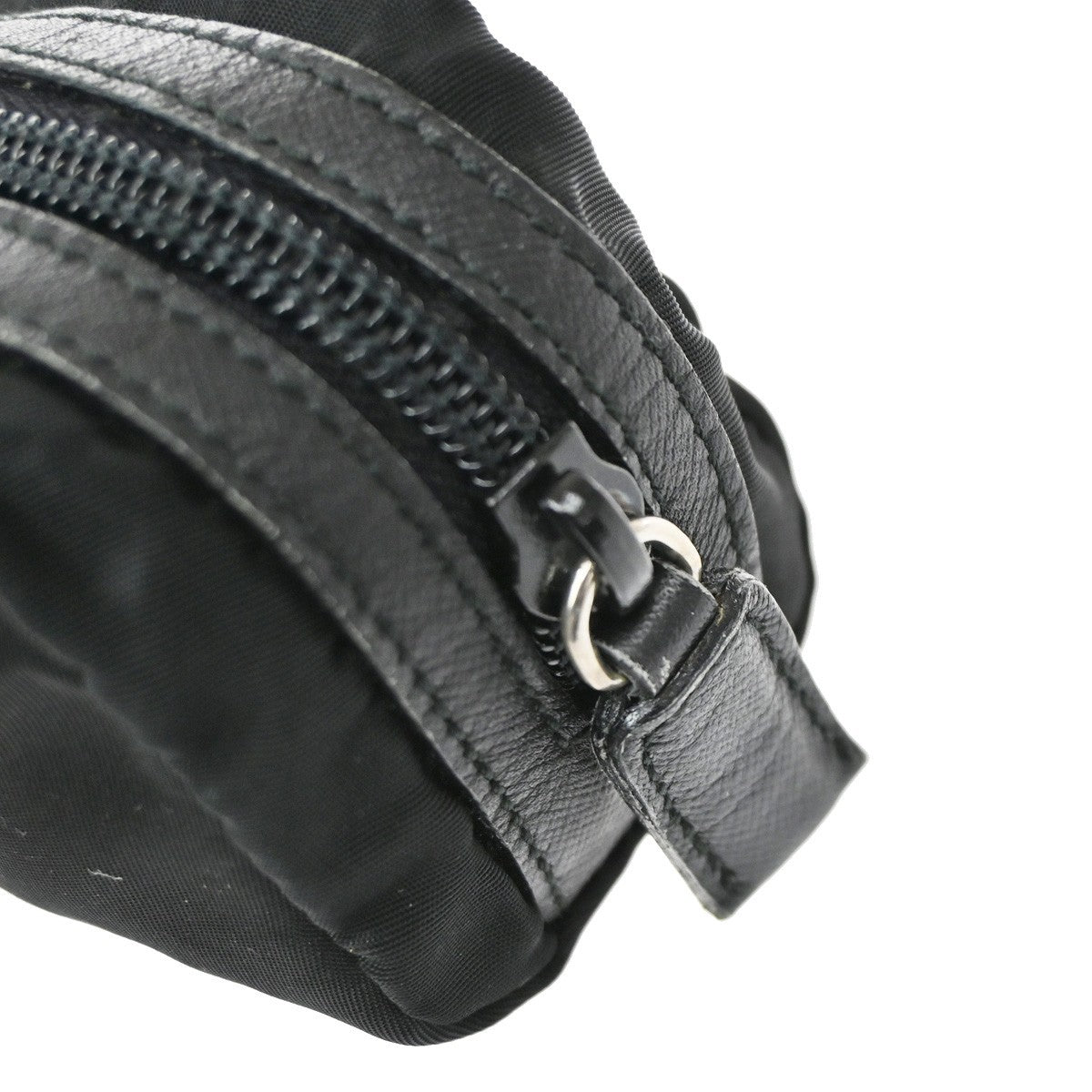 PRADA Logo Tessuto Mini Cosmetic Pouch Nylon Leather Black SHW Italy 09KD207