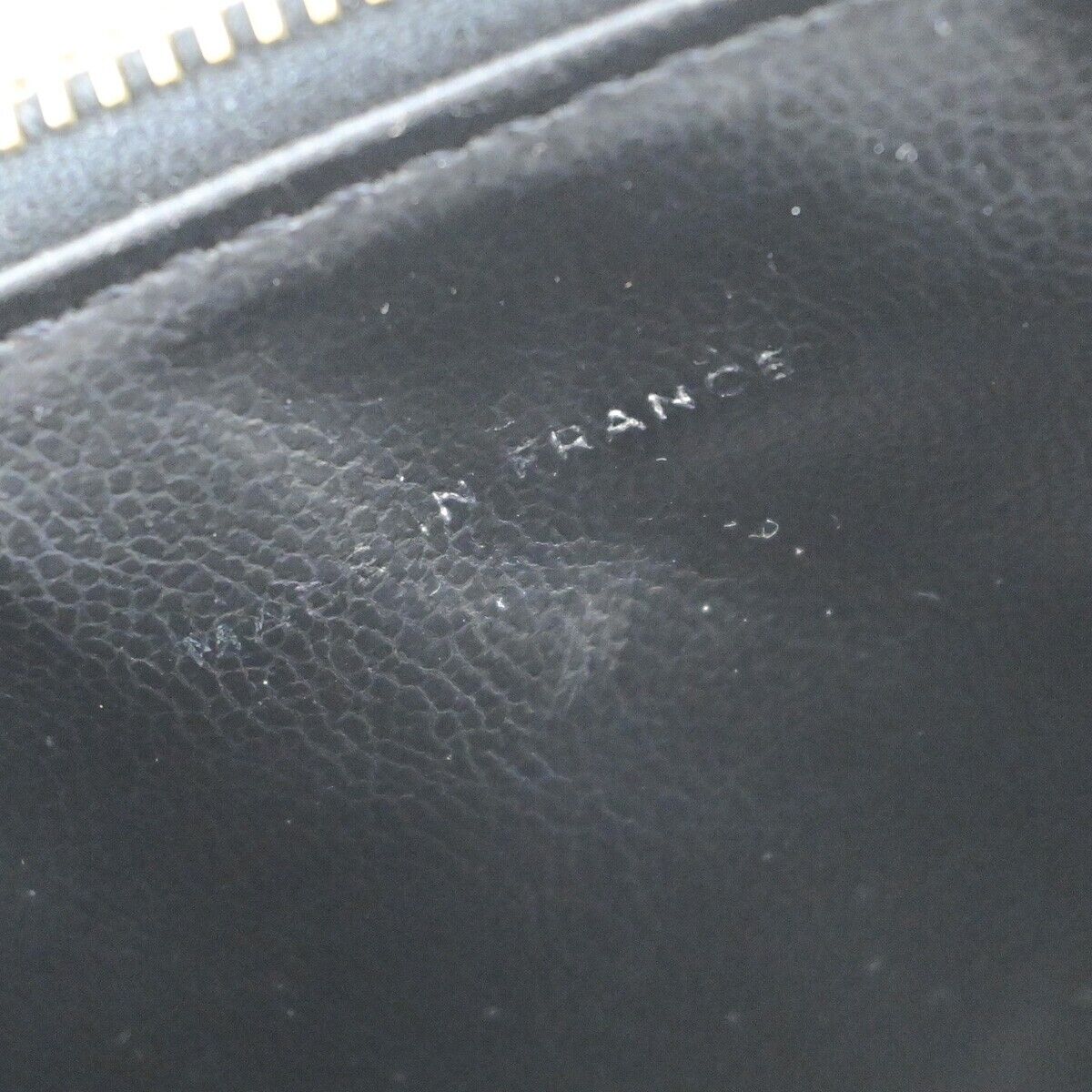 CHANEL CC Vanity Cosmetic Hand Bag Grained Calfskin Leather Black GHW 666RK928