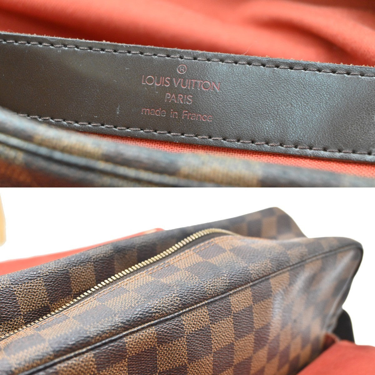 LOUIS VUITTON Naviglio Shoulder Bag Damier Ebene Leather Brown N45255 87YJ278