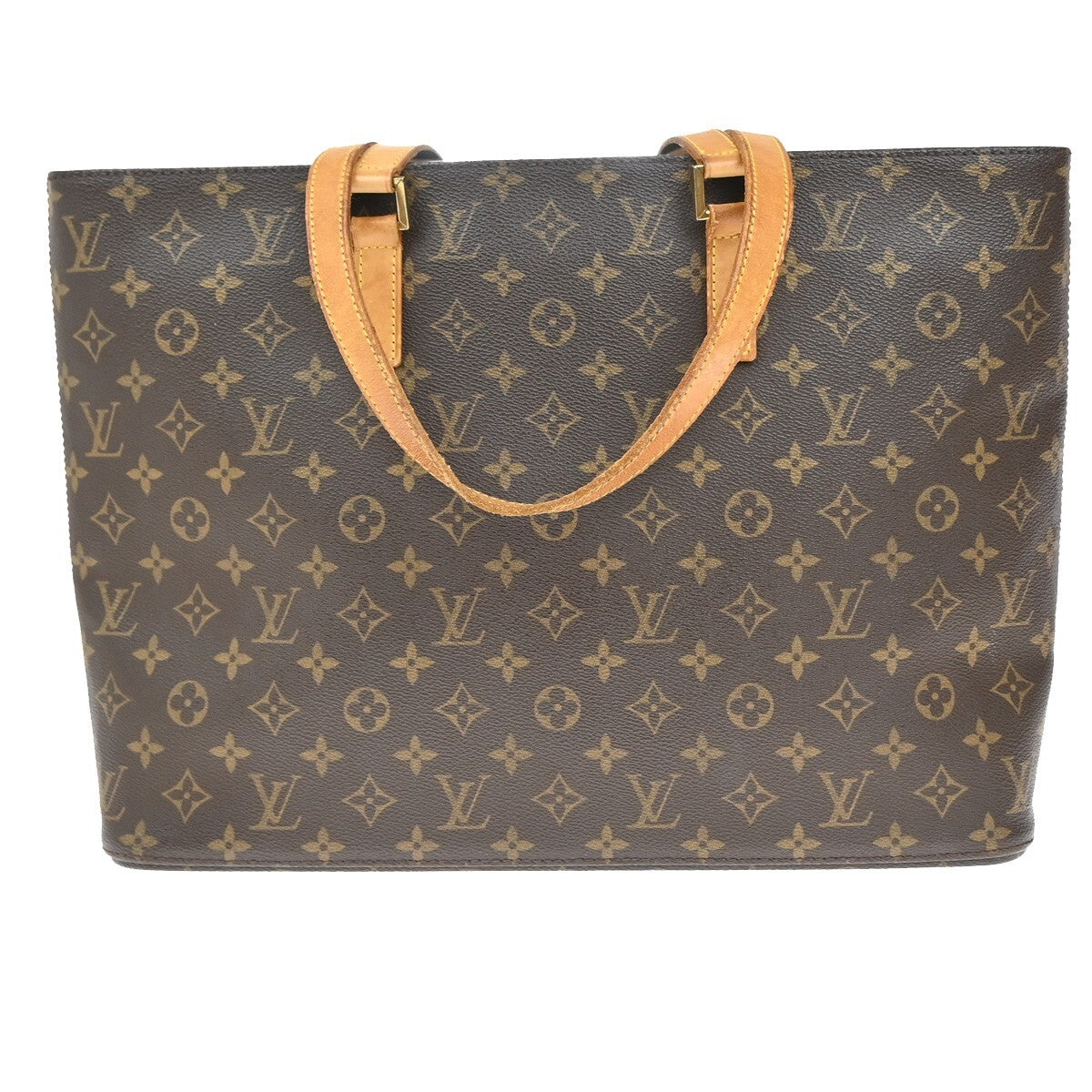 LOUIS VUITTON Logo Luco Shoulder Tote Bag Monogram Leather Brown M51155 31EE211