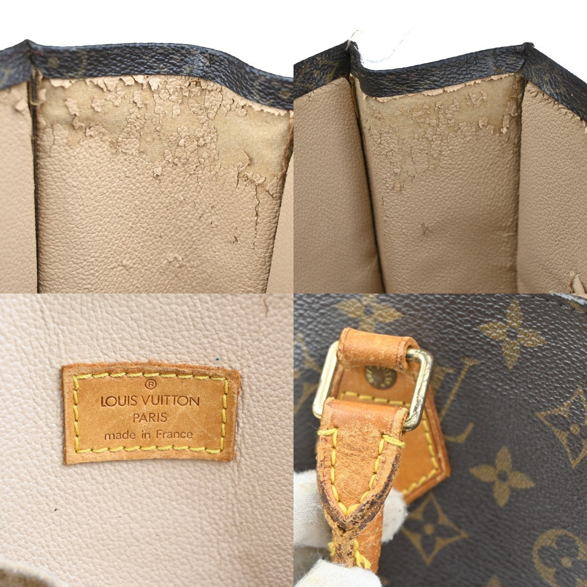 LOUIS VUITTON Logo Sac Plat Hand Tote Bag Monogram Leather Brown M51140 66CA931