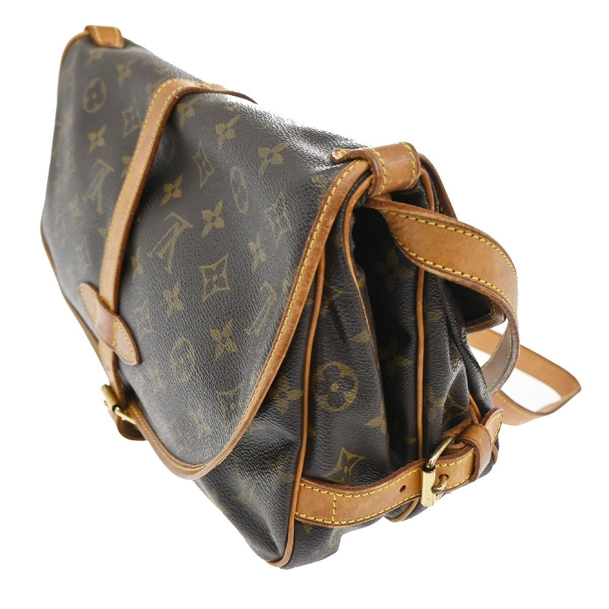 LOUIS VUITTON Logo Saumur 30 Shoulder Bag Monogram Leather Brown M42256 18TA325