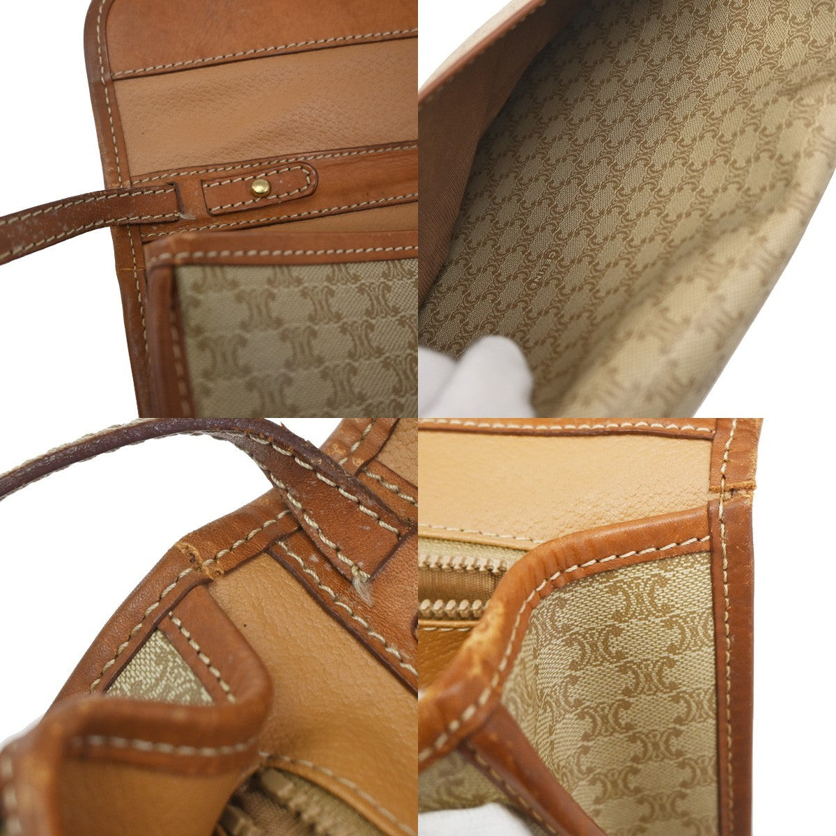 CELINE Logo Macadam Pattern Shoulder Bag PVC Leather Brown Italy 02KC764