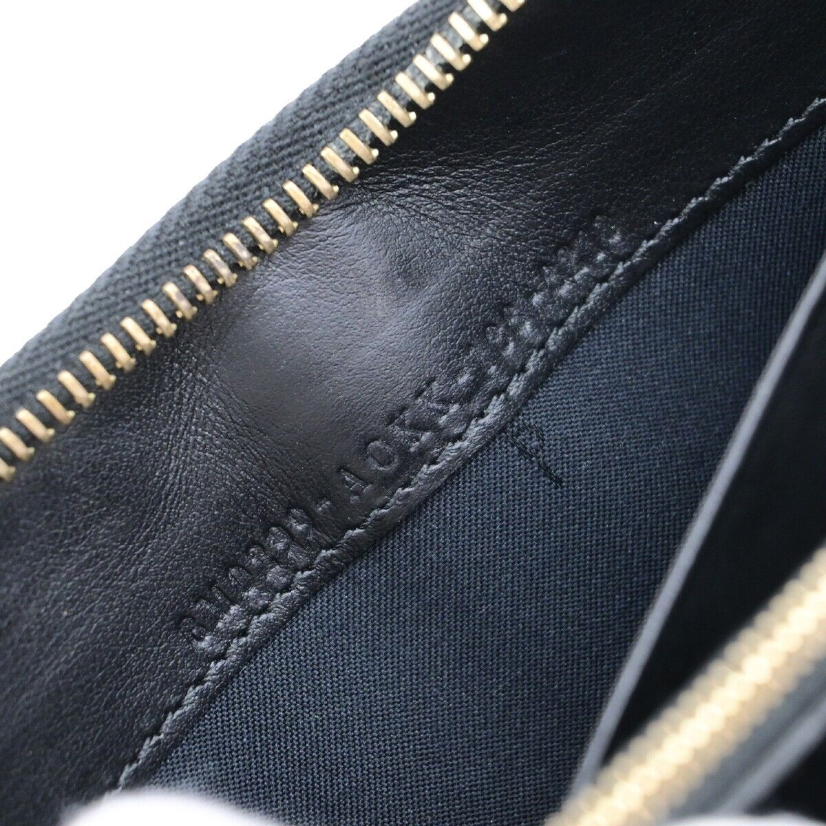FENDI Logo Zipper Long Around Wallet Leather Black Italy 61EE083