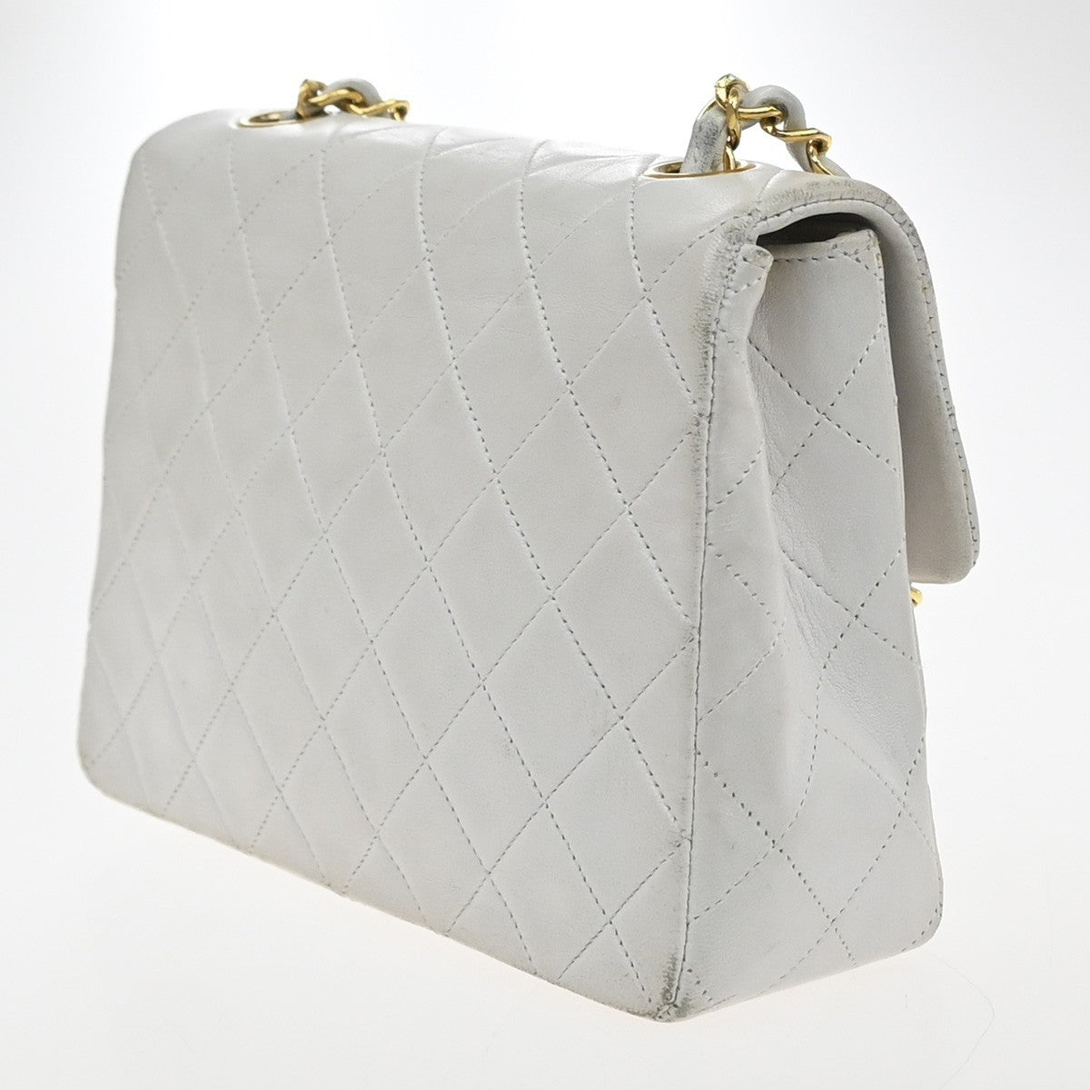 CHANEL CC Mini Matelasse Chain Shoulder Bag Leather White GHW Vintage 371RP176