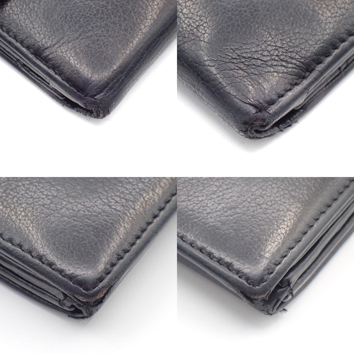 CHANEL CC Logo Camellia Long Bifold Wallet Purse Leather Black SHW 09KC573