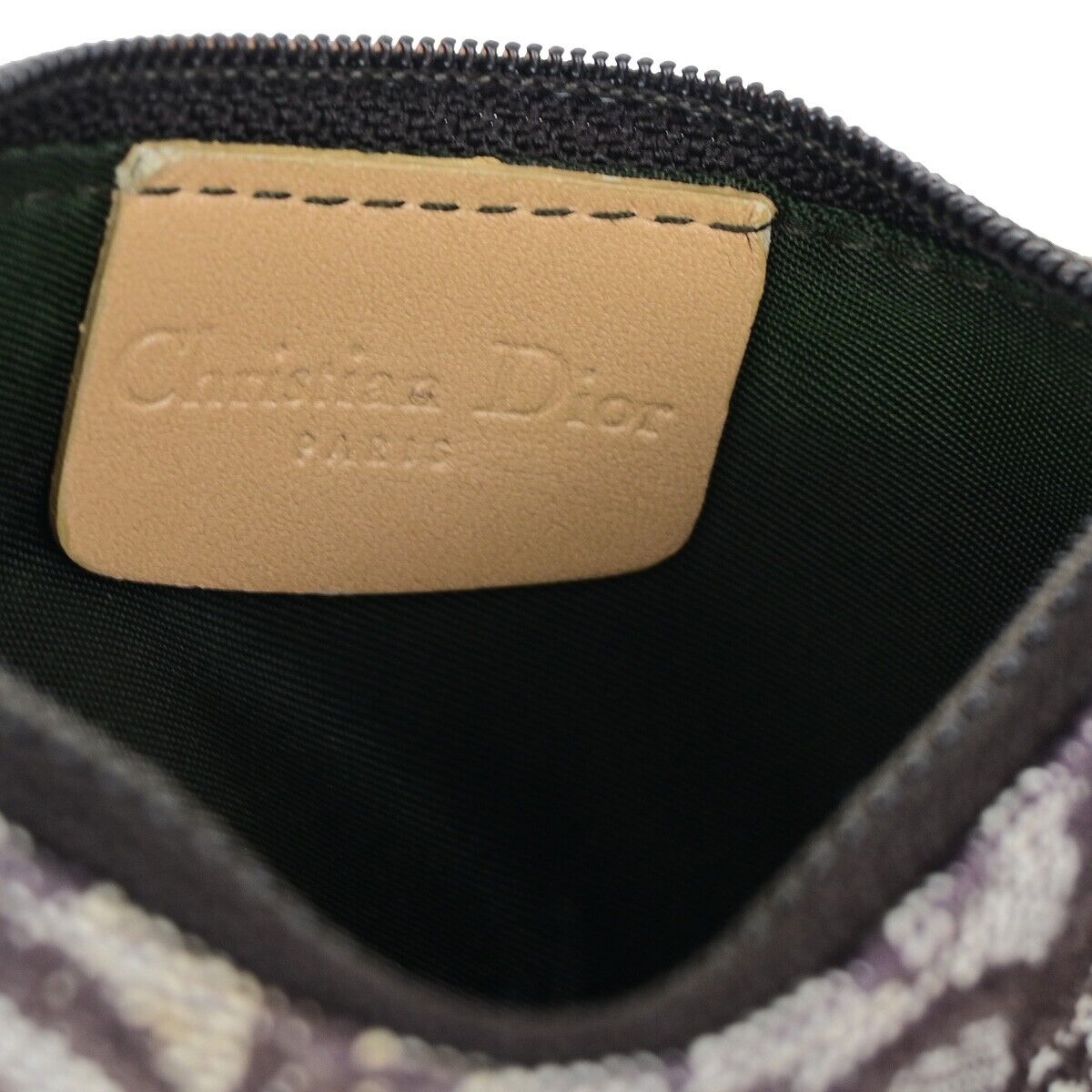 CHRISTIAN DIOR Trotter Saddle Coin Case Wallet Canvas Leather Brown GHW 36HB973
