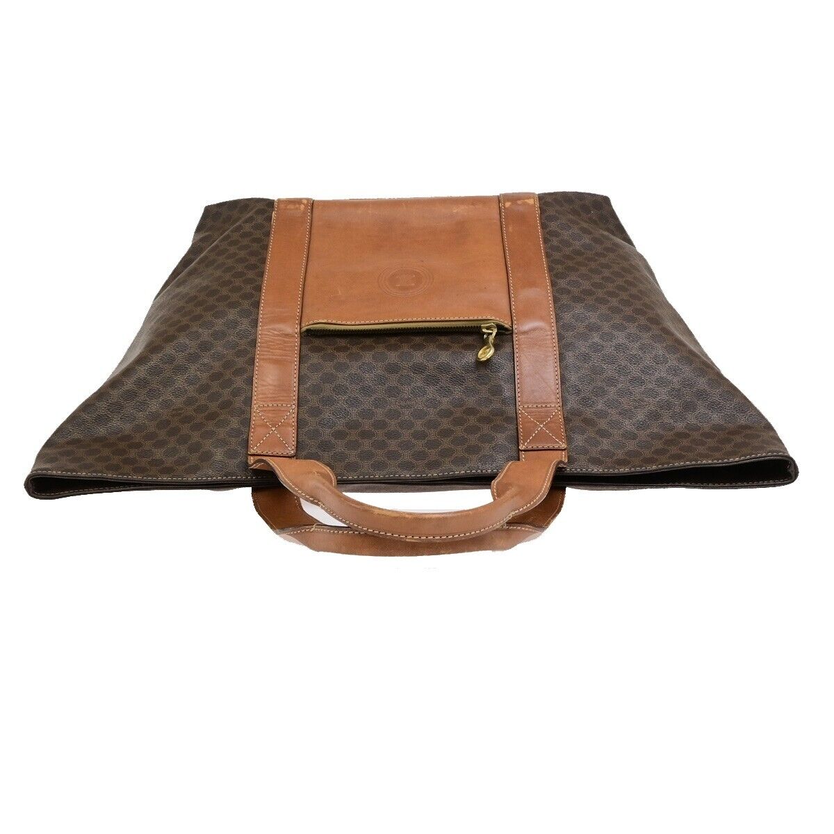 CELINE Macadam Pattern 2Way Shoulder Tote Bag PVC Leather Brown Italy 61KA539