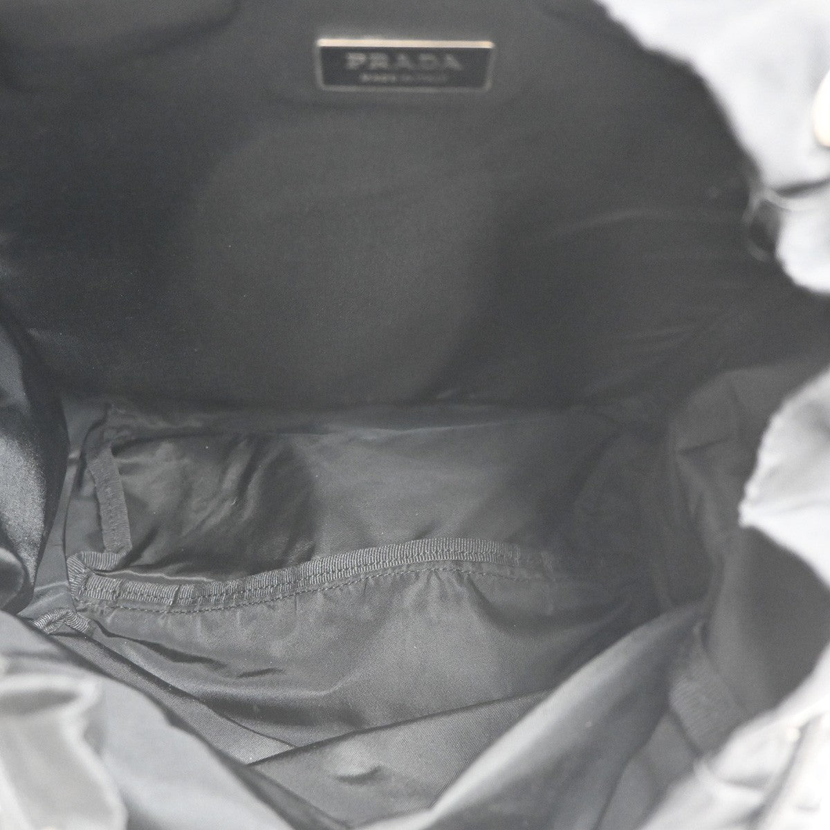 PRADA Logo Tessuto Drawstring Back Pack Bag Nylon Canvas Black SHW Italy 34MA458