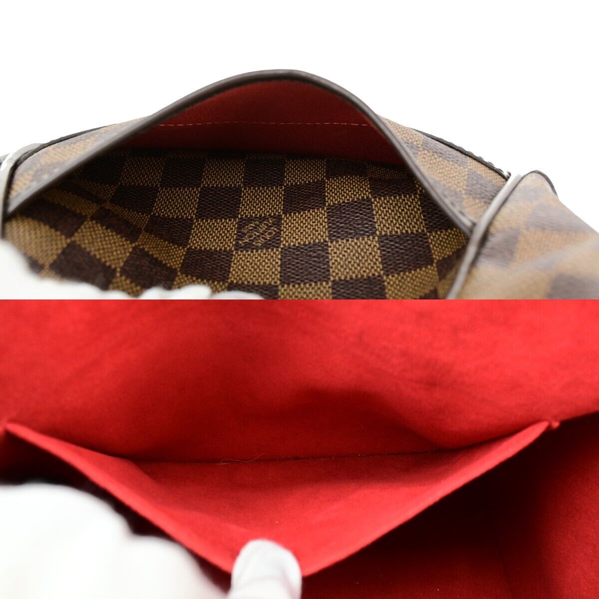 LOUIS VUITTON Logo Berkeley Hand Bag Damier Ebene Leather Brown N52000 50ED095