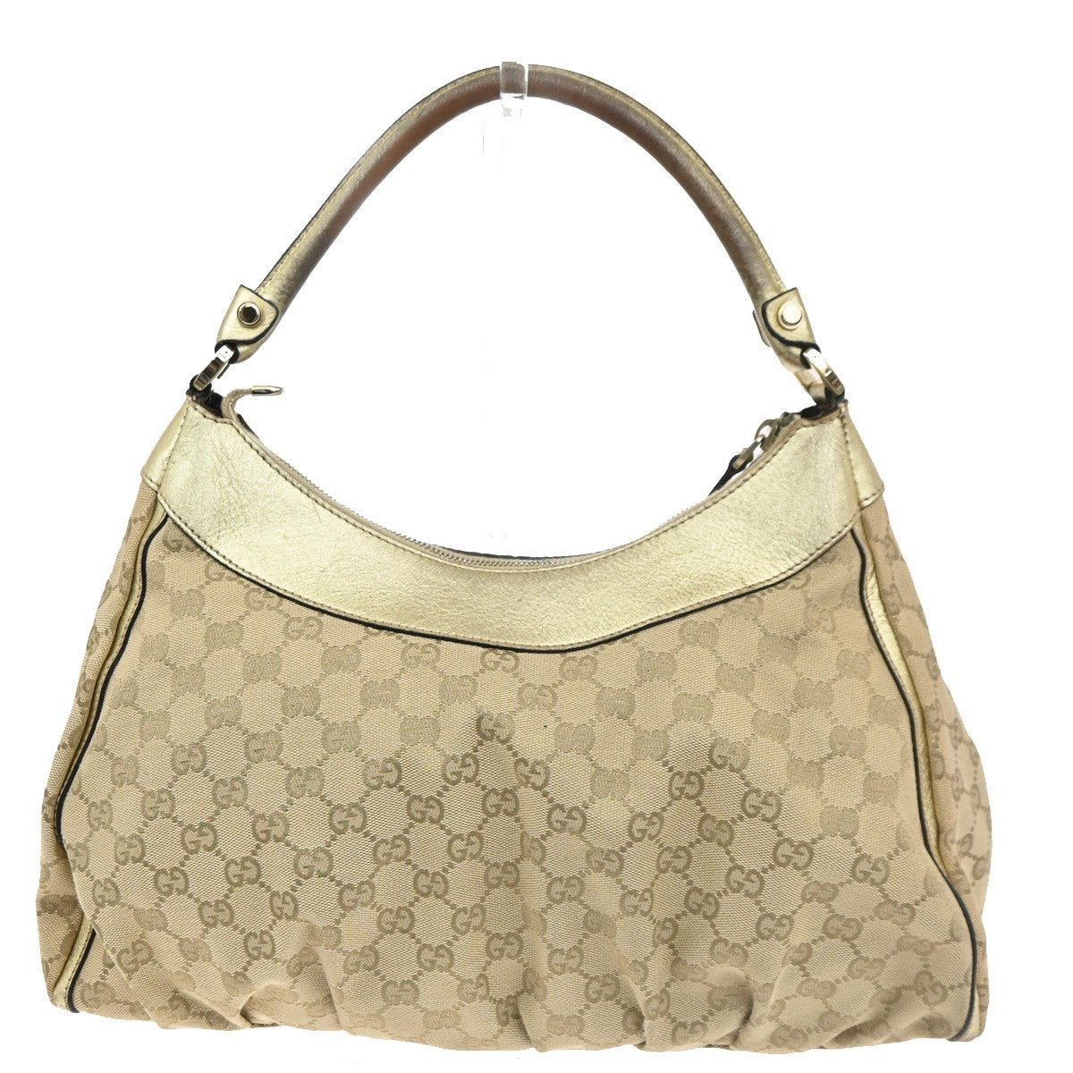 GUCCI Logo Abbey GG Shoulder Hand Bag Canvas Leather Gold GHW Italy 04MA154