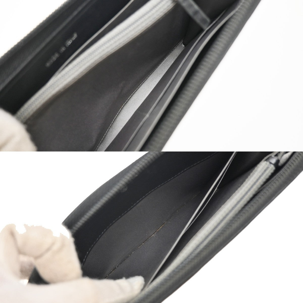 CHANEL CC Icon Matelasse Zipper Around Long Wallet Patent Leather Black 86RF619