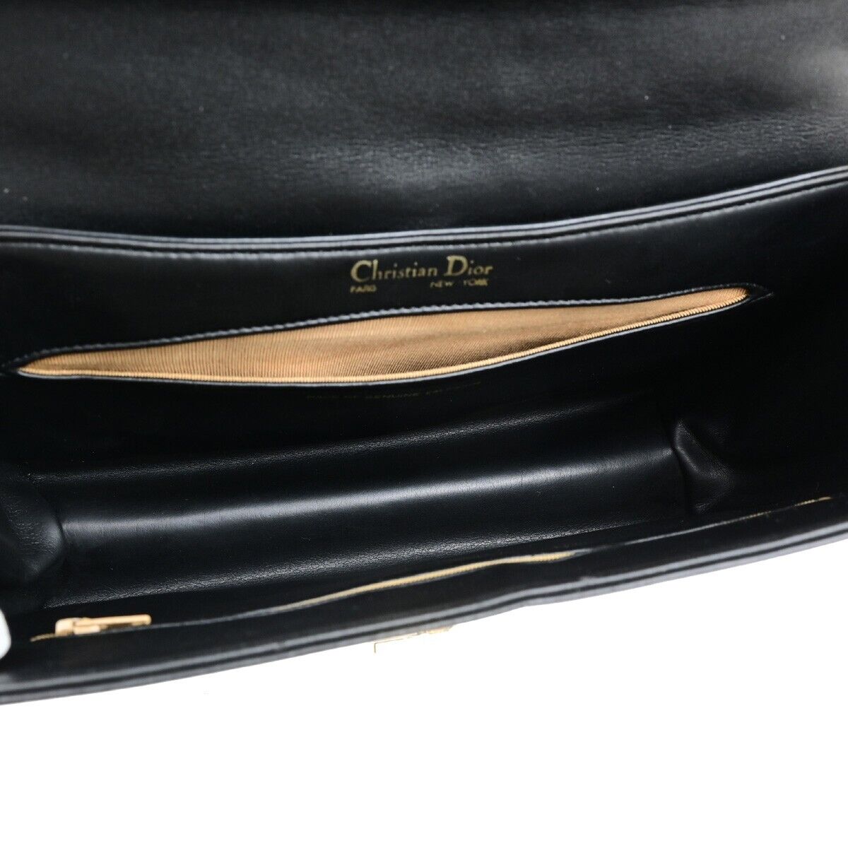 CHRISTIAN DIOR Logo Shoulder Bag Leather Black GHW 33ED426