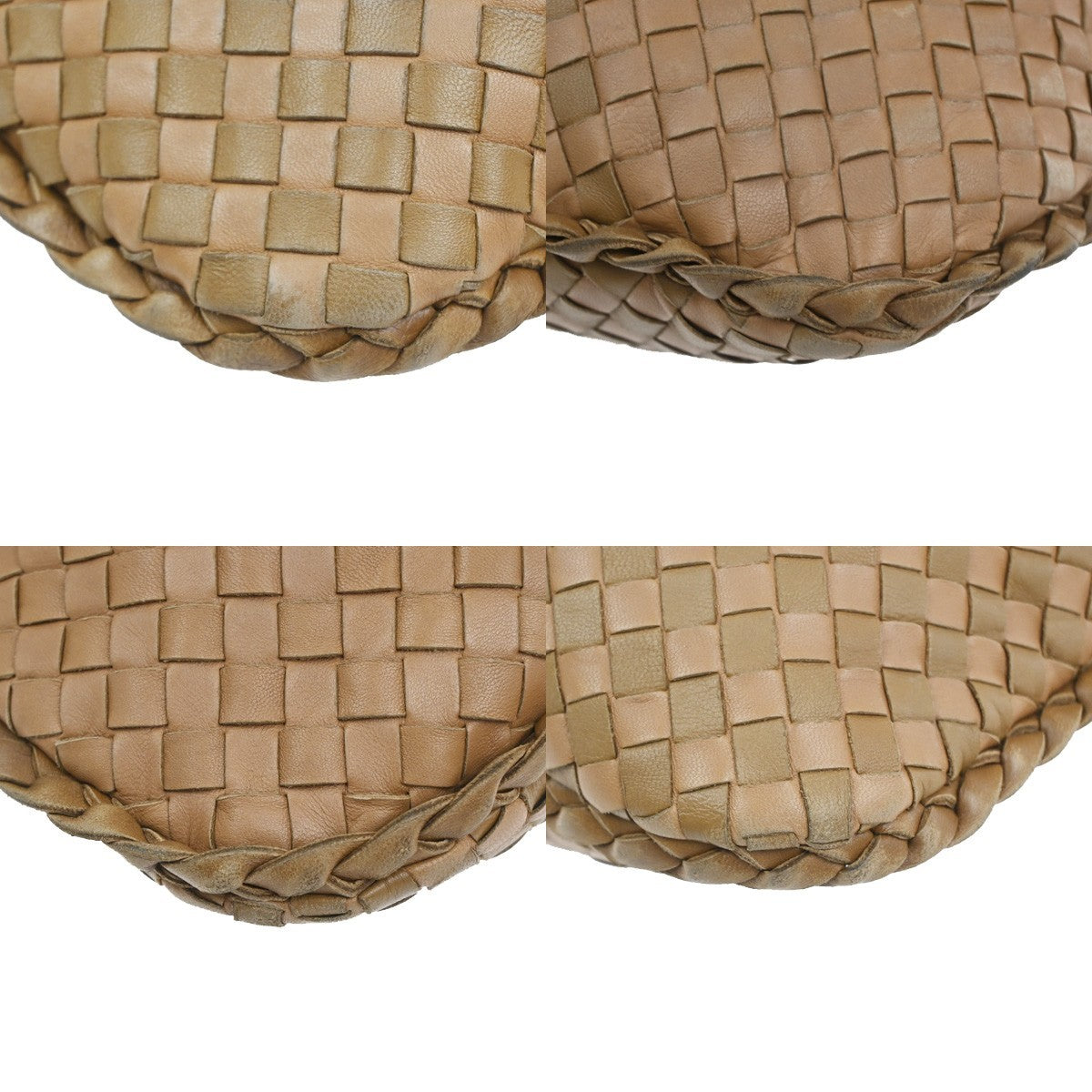BOTTEGA VENETA Logo Intrecciato Shoulder Hand Bag Leather Beige Italy 59MA502