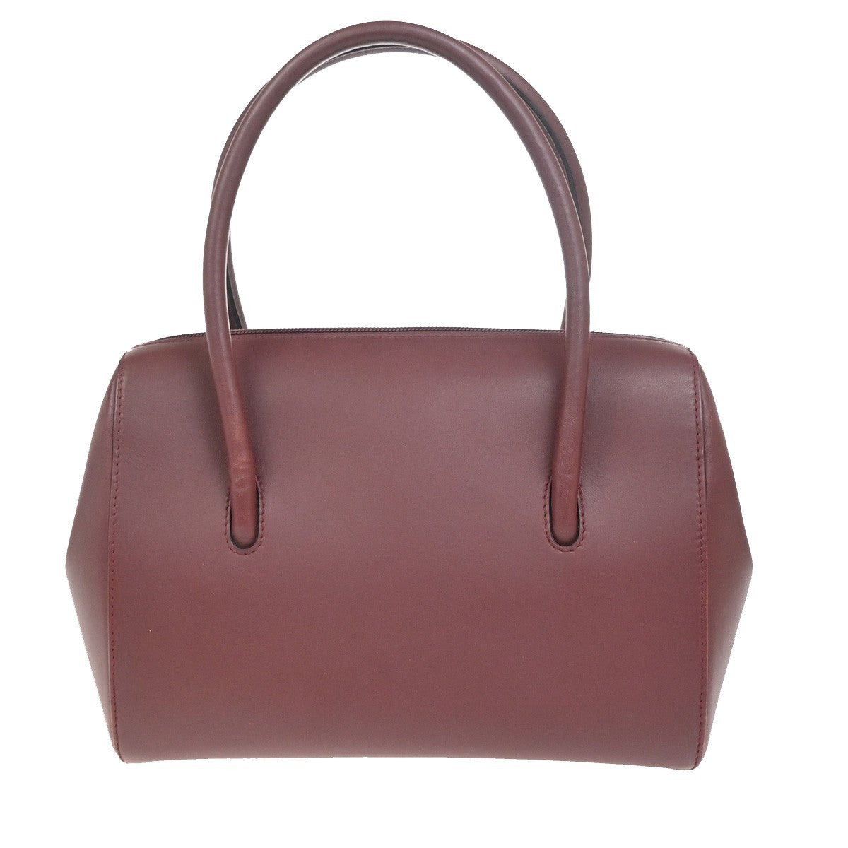 MUST DE CARTIER 2C Logo Shoulder Hand Bag Leather Red Bordeaux GHW Spain 87RL922