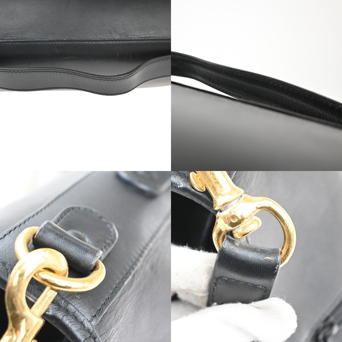 LOEWE Logo Anagram 2way Garment Shoulder Hand Bag Leather BK GHW Spain 68MA416