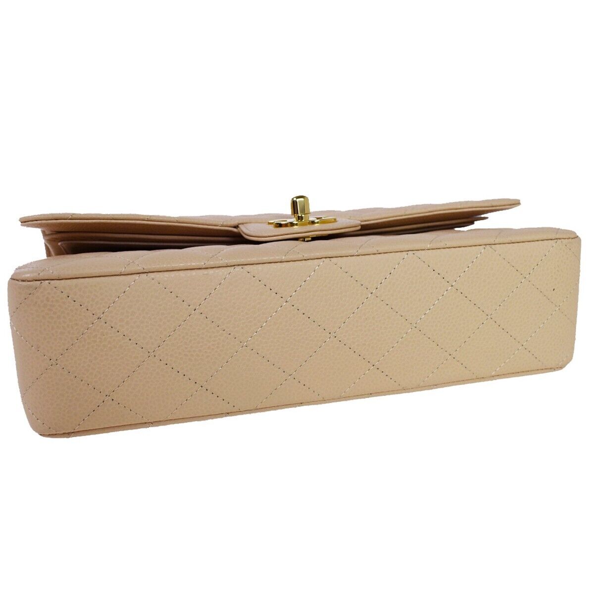 CHANEL CC Matelasse 25 Double Flap Chain Shoulder Bag Caviar Leather 6078LC372