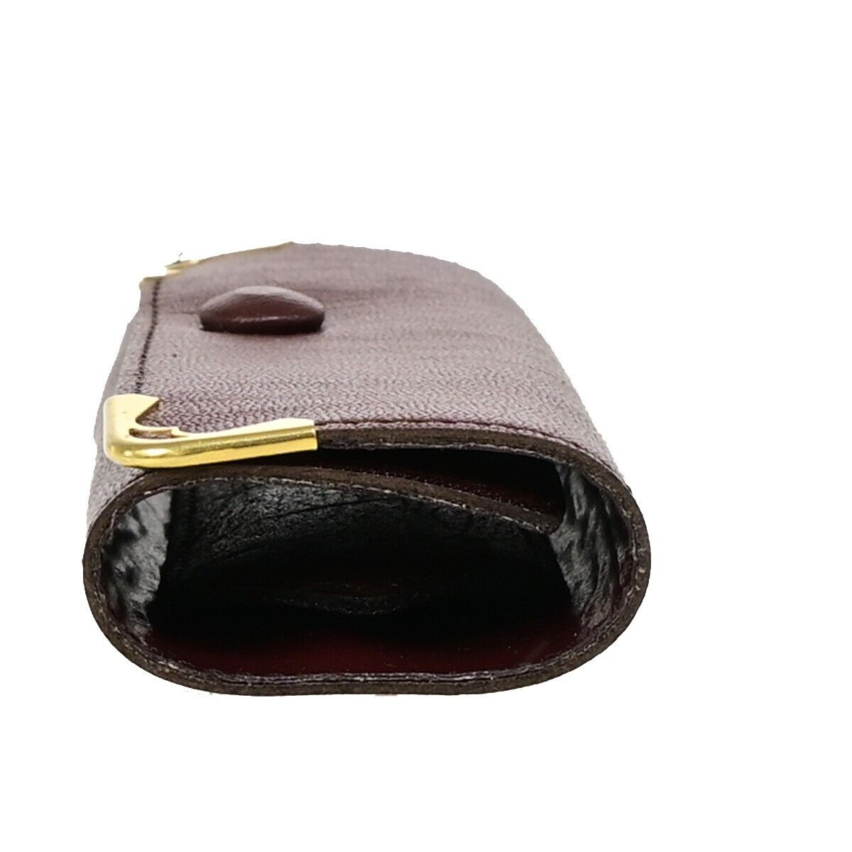 CARTIER 2C Logo 4 Hooks Bifold Key Case Leather Bordeaux Gold 08EB577
