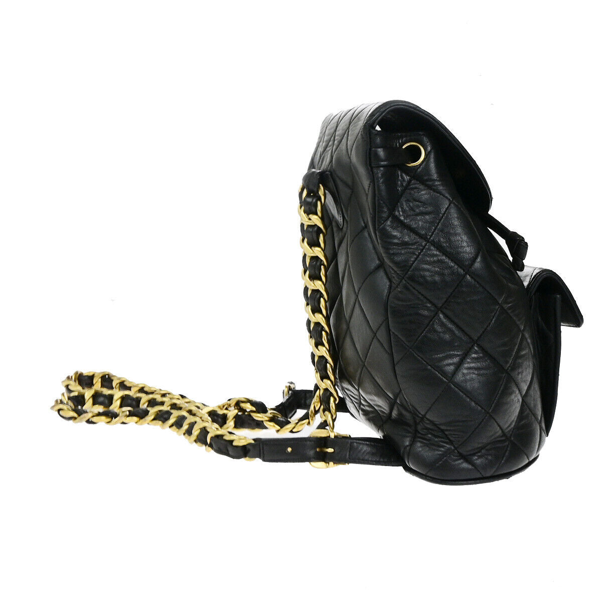 CHANEL CC Logo Matelasse Chain Backpack Bag Leather Black GHW Vintage 889RK563