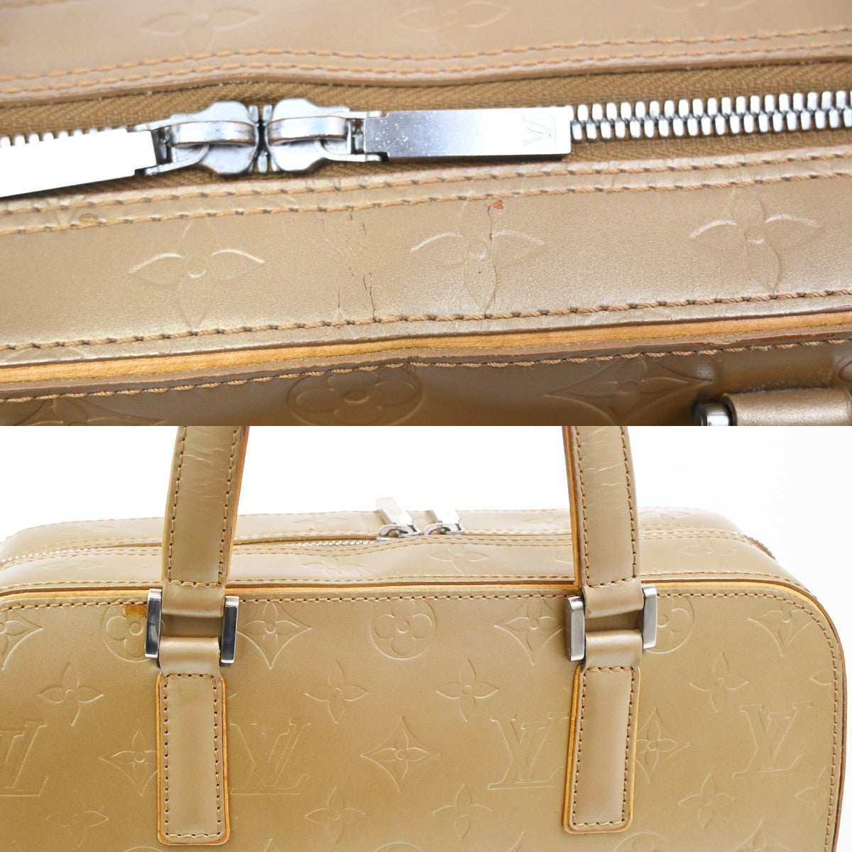 LOUIS VUITTON  Shelton MM Hand Bag Monogram Mat Leather Gold M55177 34TA037