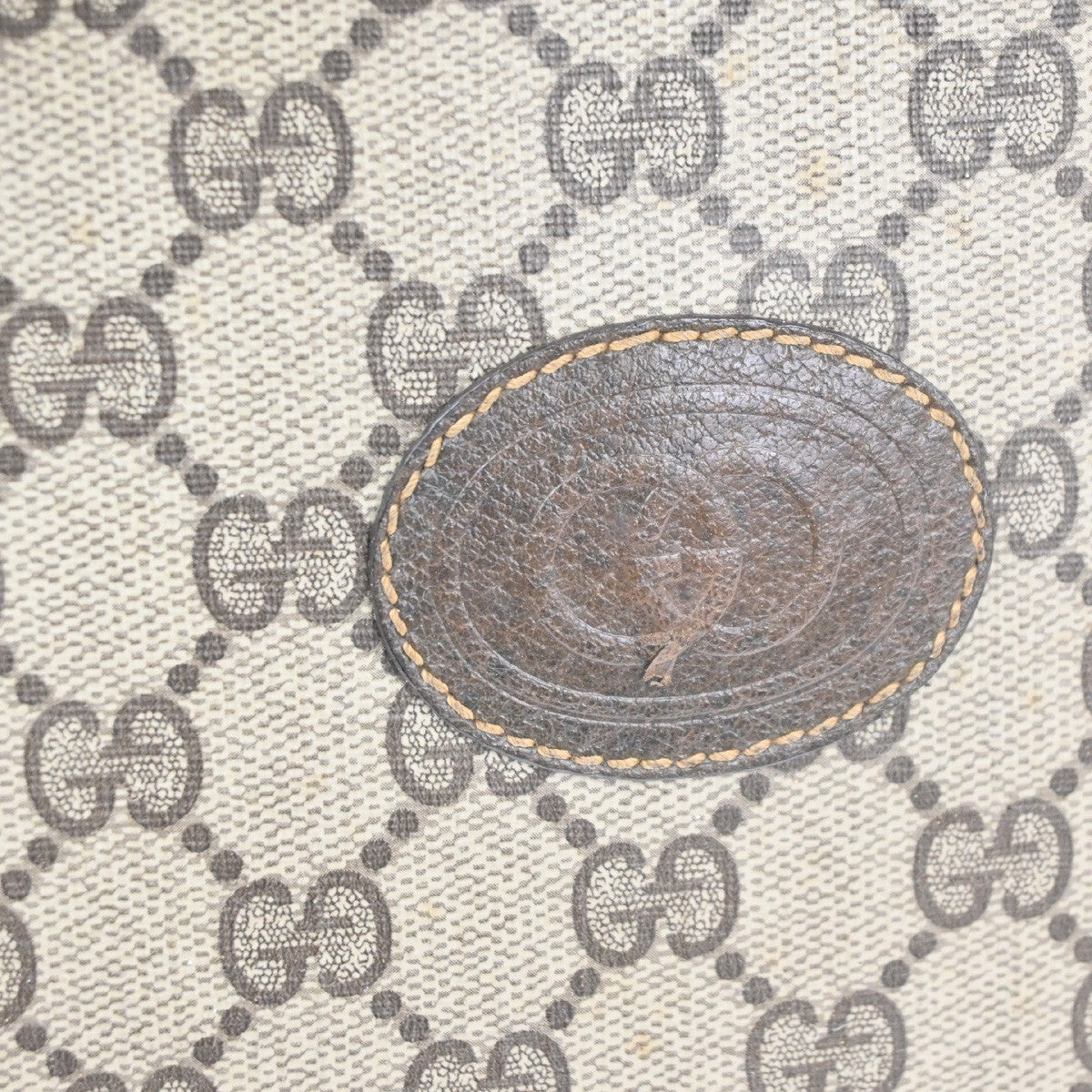 GUCCI LOGO GG Pattern Shoulder Hand Bag PVC Leather Beige GHW Italy 69TA589