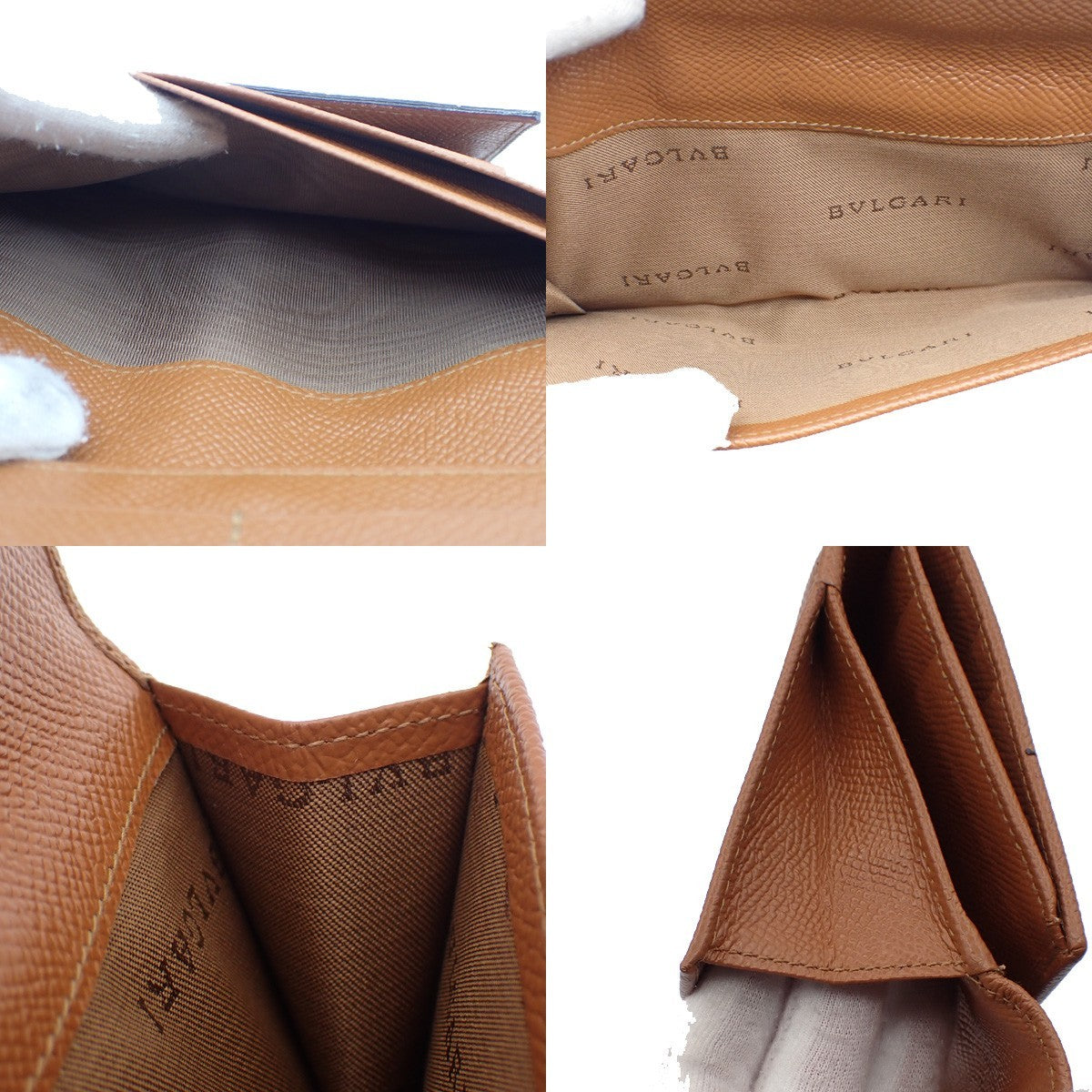 BVLGARI Logo Trifold Long Wallet Purse Leather Brown GHW Italy 04RL557