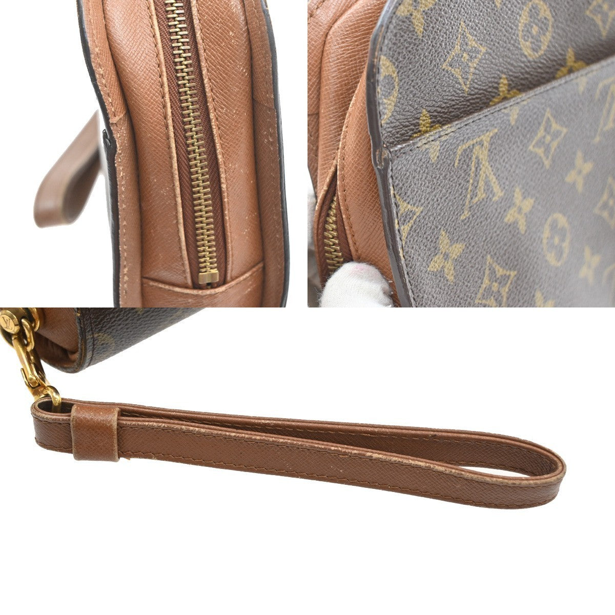 LOUIS VUITTON Orsay Clutch Hand Bag Monogram Leather Brown France M51790 66SA121