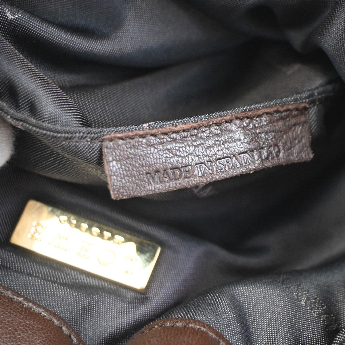 LOEWE LOGO Drawstring Shoulder Hand Bag Leather Brown GHW 38CA960