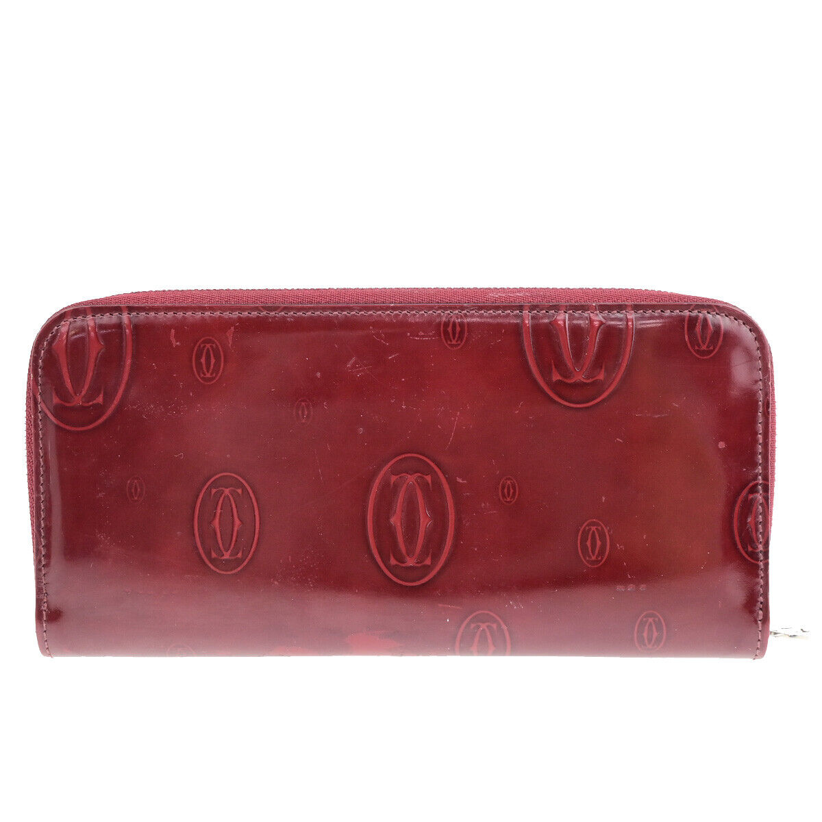 CARTIER Happy birthday Zipper Around Long Walley Patent Leather Bordeaux 08YF479