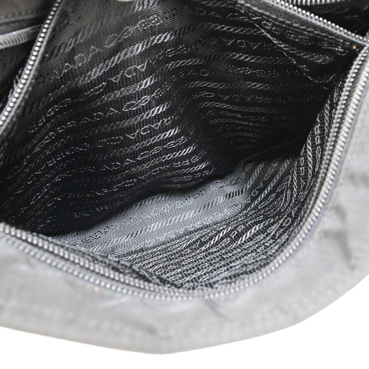 PRADA MILANO Logo Tessuto Shoulder Bag Nylon Leather Black  Italy 87SH932