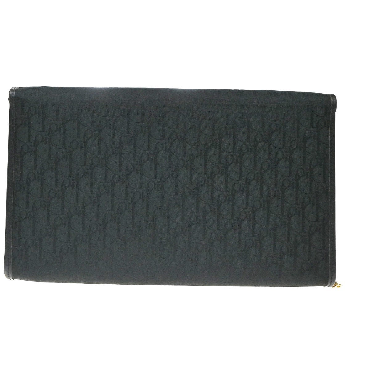 CHRISTIAN DIOR Trotter Pattern 2way Clutch Hand Bag Canvas Leather Black 38KC787