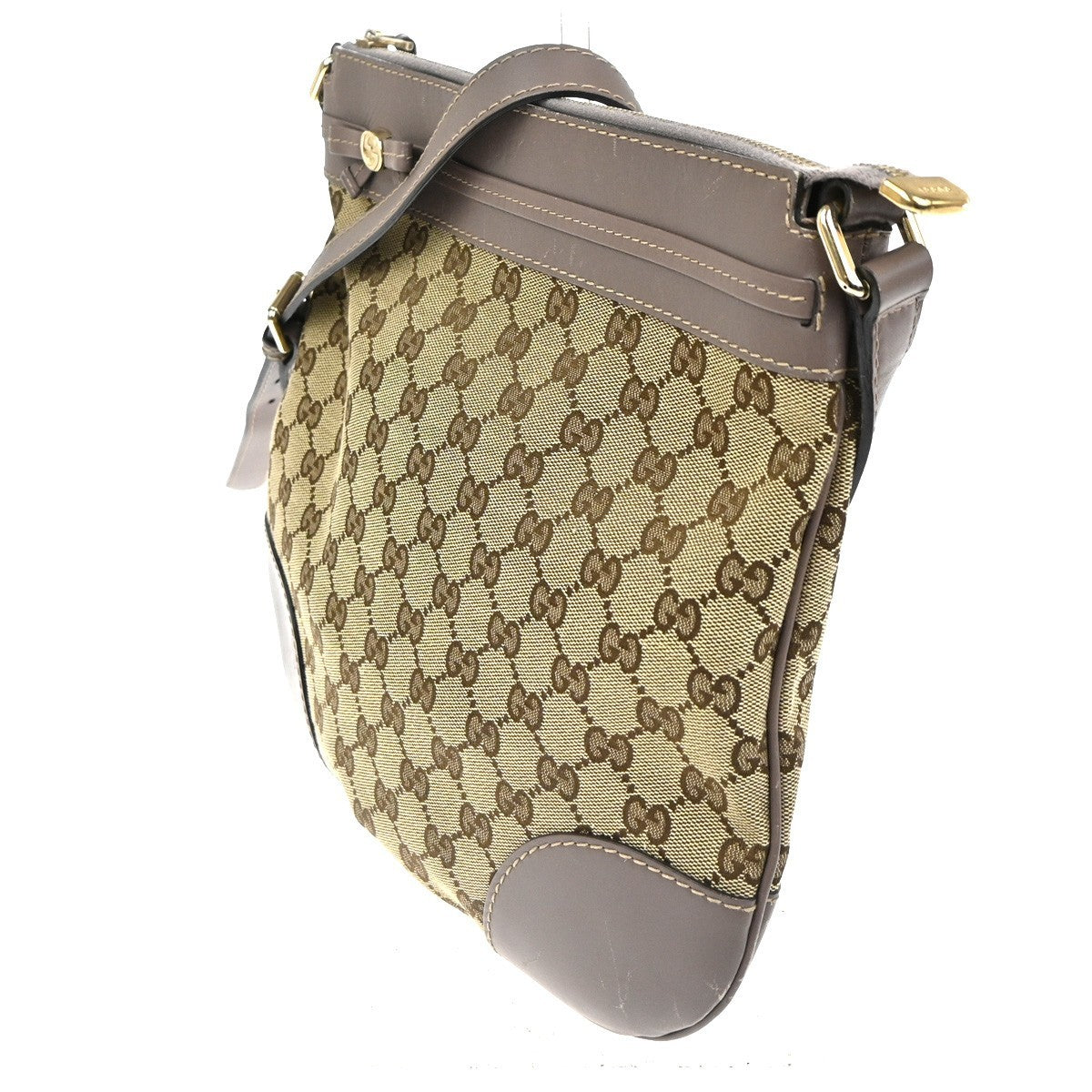 GUCCI Mayfair Shoulder Tote Bag GG Canvas Leather Beige Purple GHW Italy 31TA587