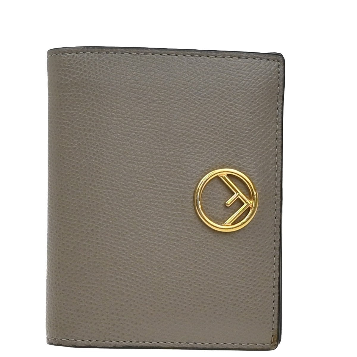 FENDI Logo F is Bifold Compact Wallet Leather Gray GHW Italy 65EG184