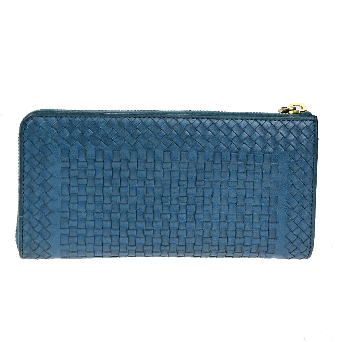 PRADA Logo Madras Long Zipper Long Wallet Pursr Blue GHW Voyage 09YG620