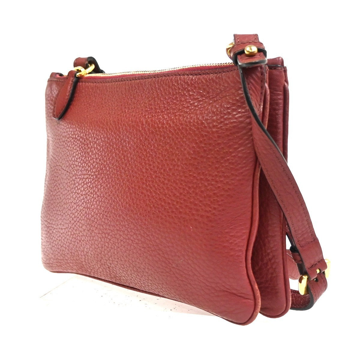 PRADA MILANO Logo Shoulder Messenger Crossbody Bag Leather GHW Red  97TA610