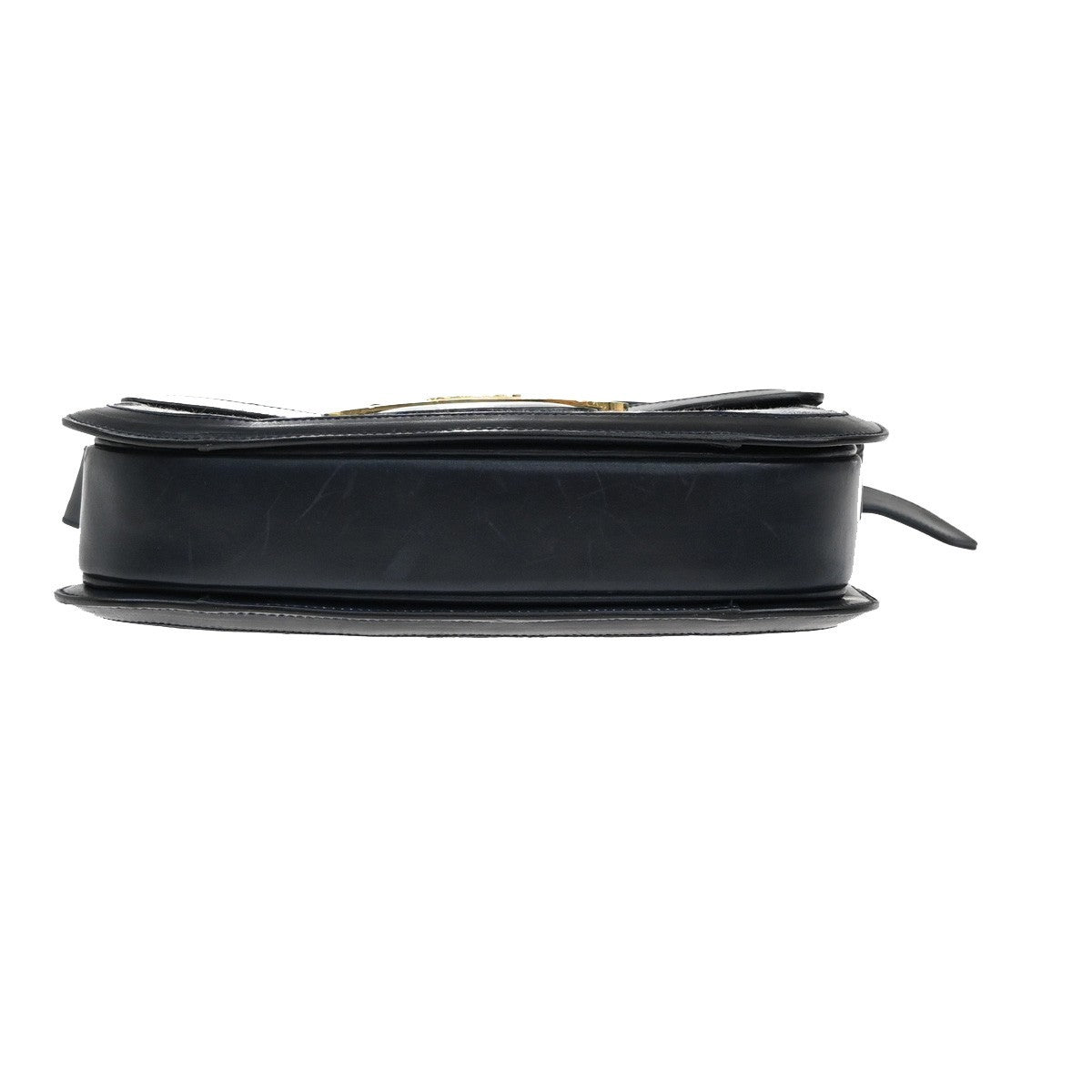 CELINE C Macadam Horse Carriage Shoulder Bag Canvas Leather Navy Blue 67EF889