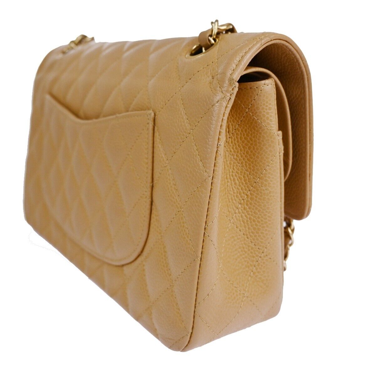 CHANEL CC Matelasse 25 Double Flap Chain Shoulder Bag Caviar Leather 239RJ661