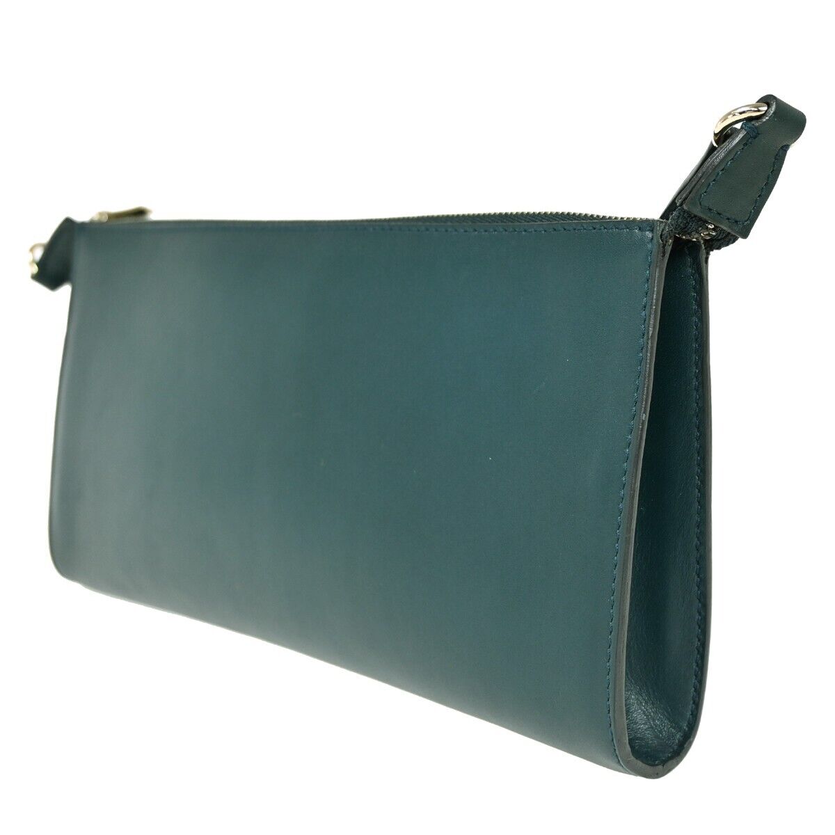 SALVATORE FERRAGAMO Logo Gancini Shoulder Bag Leather Green Gold Italy 02HB577