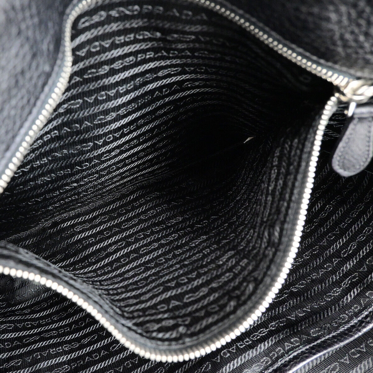 PRADA Logo 2Way Shoulder Hand Bag Vitello Daino Leather Black Nero SHW 12YG607