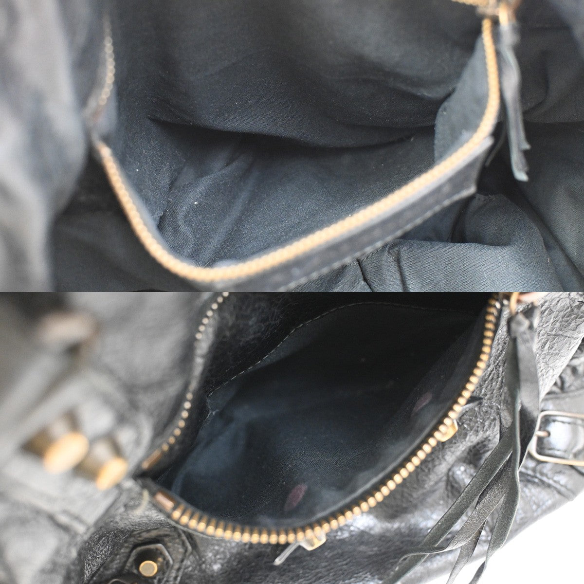 BALENCIAGA Logo The Sunday Shoulder Tote Hand Bag Leather Black Mirror 70YH628