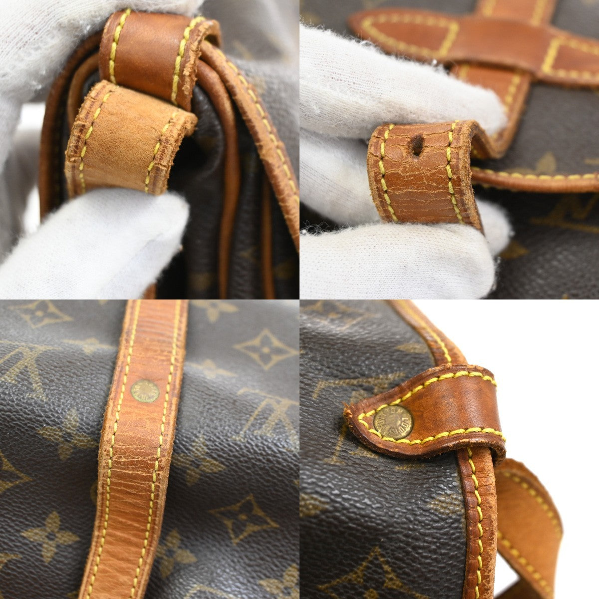 LOUIS VUITTON Logo Saumur 30 Shoulder Bag Monogram Leather Brown M42256 34CA957